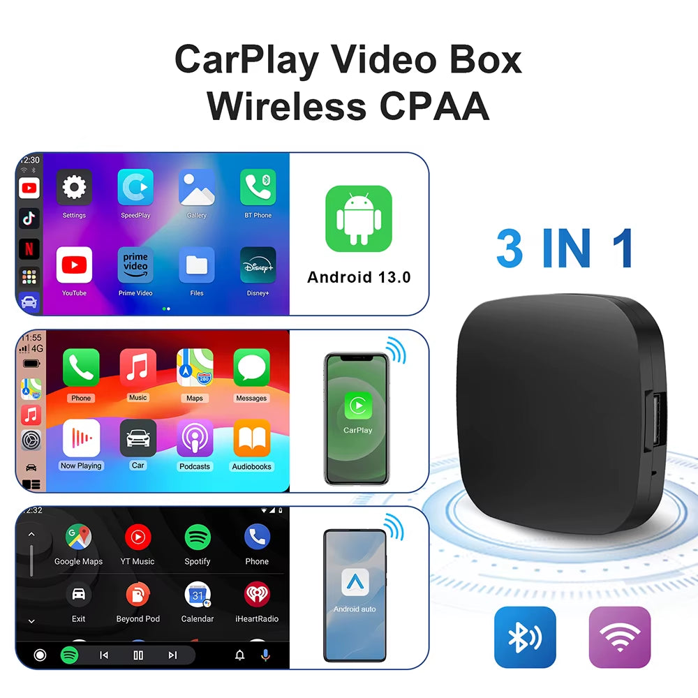 New Smart Carplay Ai Box Android 13 TV Box Wifi Wireless Android Auto Built-In Play Store for Netflixs and youtube so you can watch on road trips