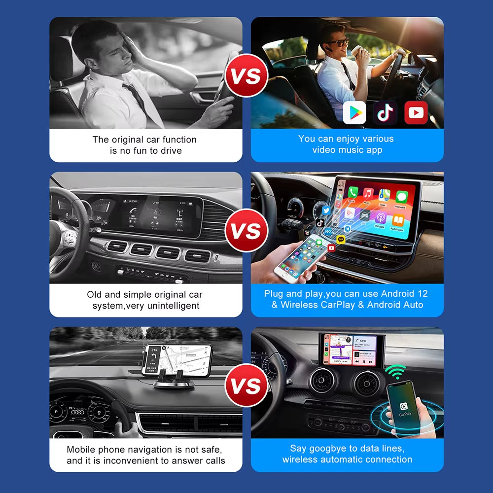 New Smart Carplay Ai Box Android 13 TV Box Wifi Wireless Android Auto Built-In Play Store for Netflixs and youtube so you can watch on road trips